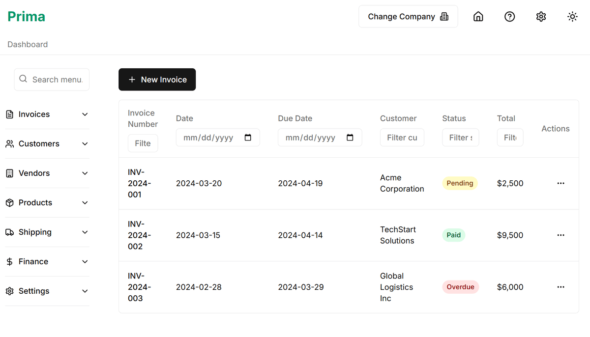 Prima Admin Panel (In Progress)