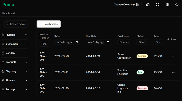 Prima Admin Panel (In Progress)